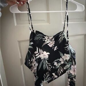 Floral Black and White Women's Top